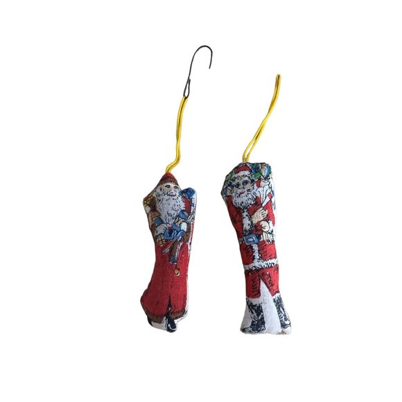 B Shackman Vintage 1970s Lot of 2 Santas Stuffed Father Christmas Pillow Ornamen - Picture 8 of 9